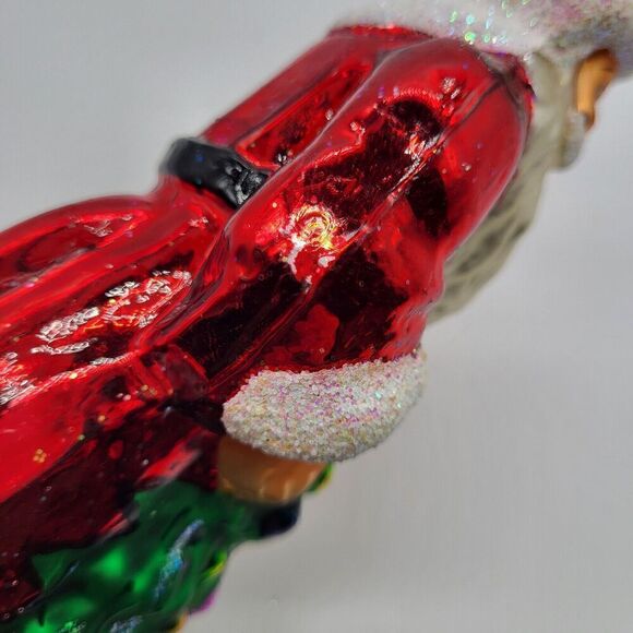 Vintage Christopher Radko Ruby Santa 7" Glass Christmas Ornament Tree‎ Glitter - Picture 6 of 11